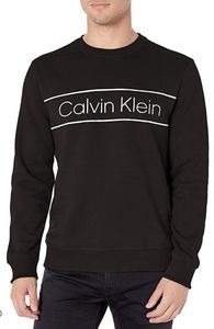 Calvin Klein Logo Fleece Crewneck Sweatshirt Black and White